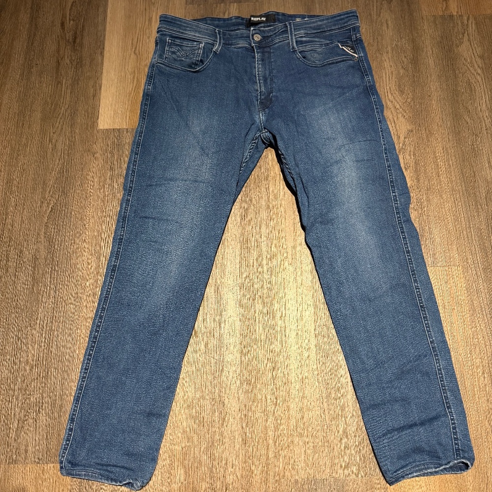 REPLAY Anbass jeans size 34X30 blue medium wash regular slim fit